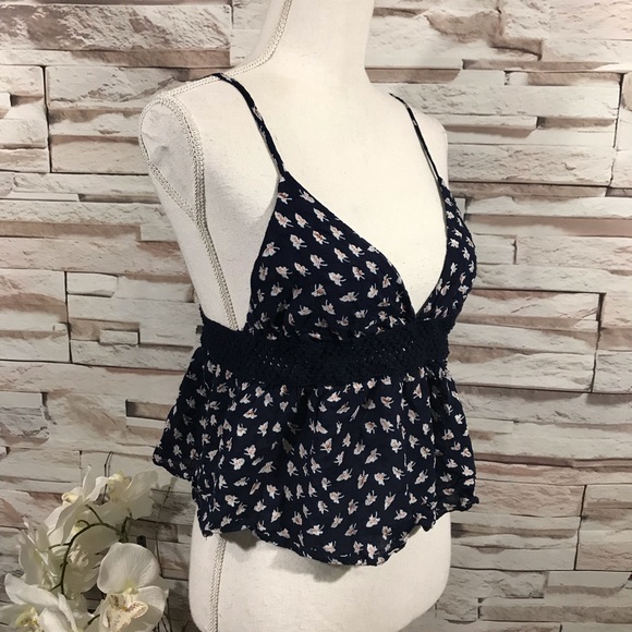 Ganji Floral Crop Top Blouse Sz L (P02) - Picture 6 of 7